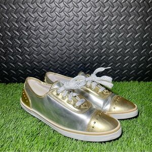 Vintage 90’s Sebastino Silver & Gold Studded Metallic‎ Sneakers Women’s Size 10